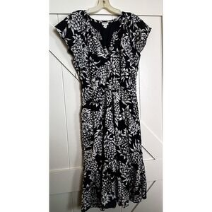 J Crew Cap Sleeve Navy/White Pineapple Gauzy Dress Pockets Coastal Beachy‎ Sz 00